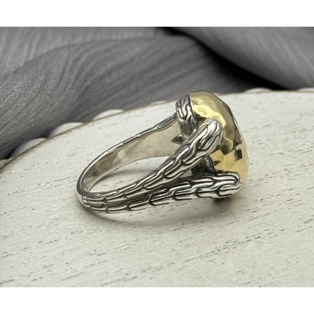 John Hardy 18k & 925 Oval Shape Ring 8.16G / Sz 6 - Picture 2 of 5